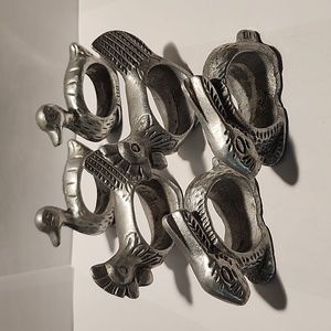 Napkin Rings set of 6 Easter Themed Pewter Silver Toned